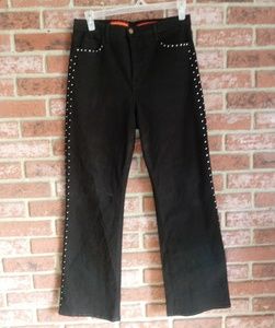 NYDJ Black Studded Straight Leg Jeans